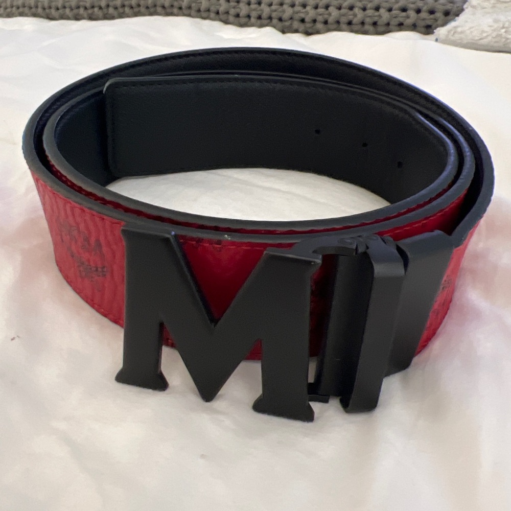 MCM Red and Black Men's Belt